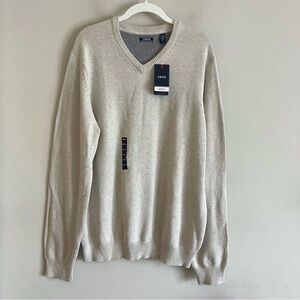 NWT IZOD Men's Premium Essentials V-Neck Gauge Sweater Rock Heather Large